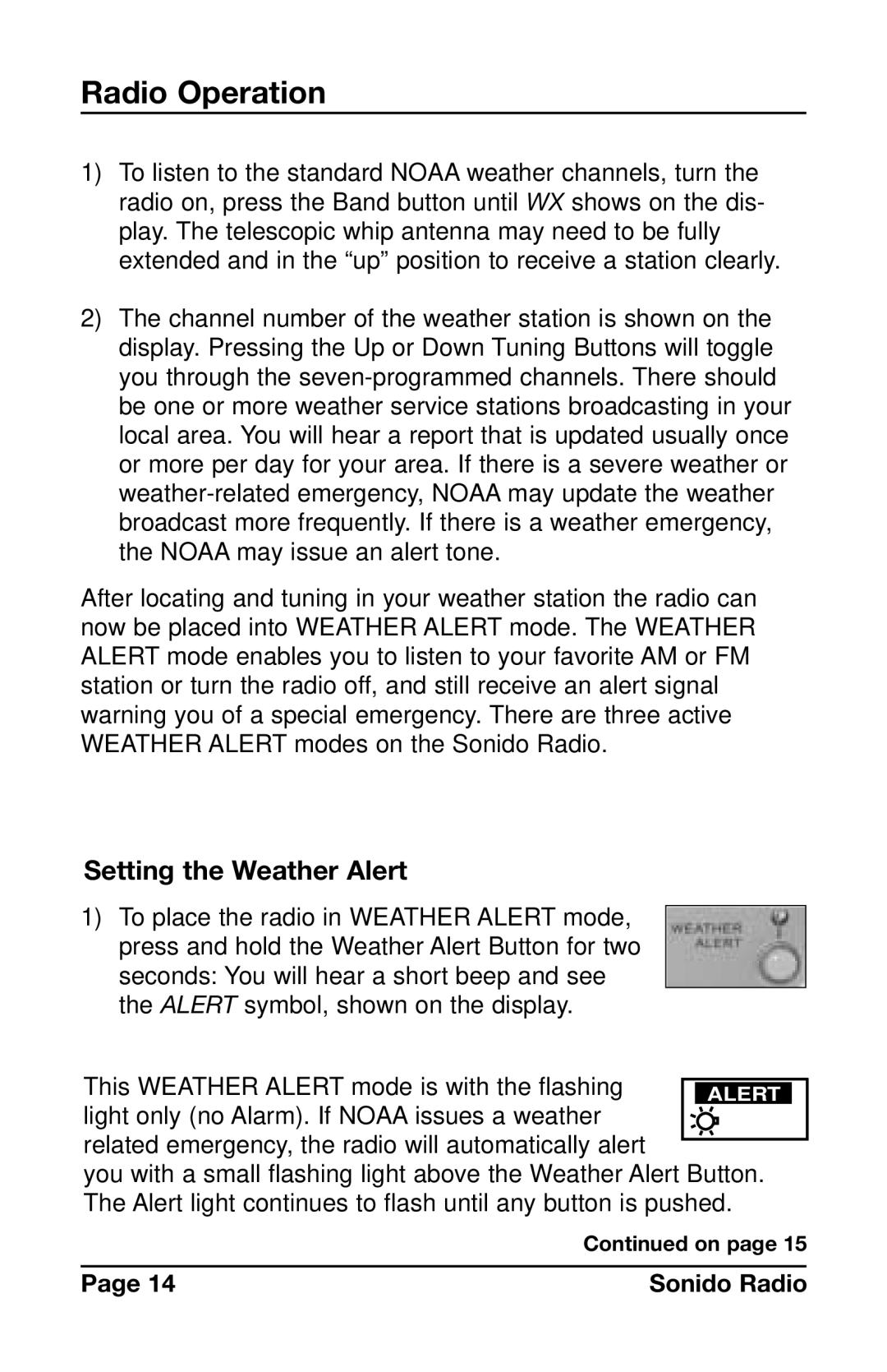 C. Crane PR-D4VW instruction manual Setting the Weather Alert 