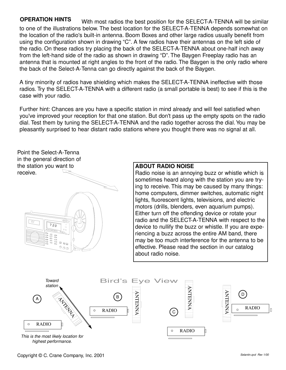 C. Crane Radio Antenna operating instructions About Radio Noise 