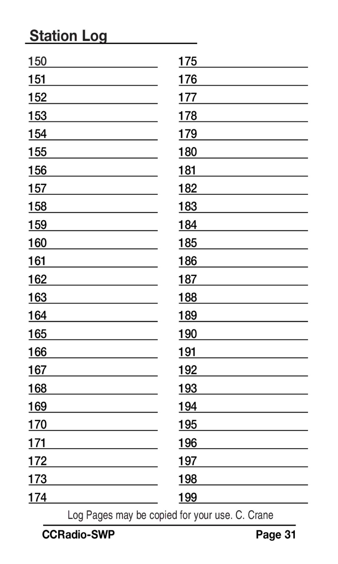 C. Crane Radio instruction manual 175 
