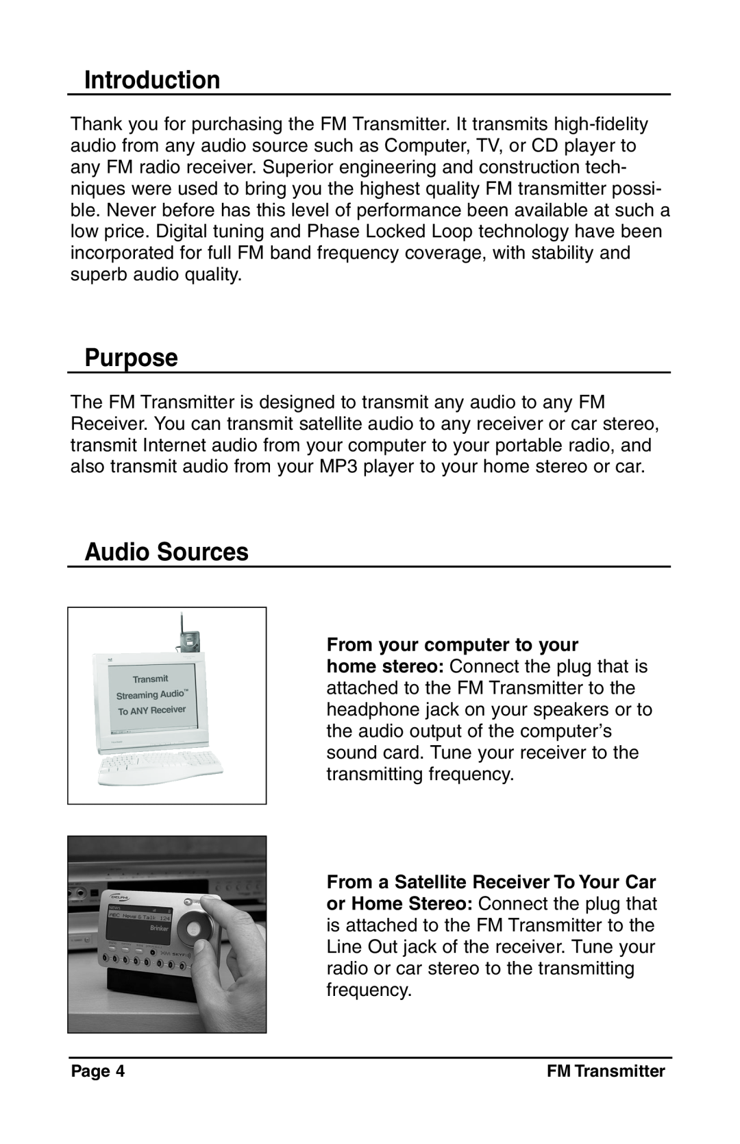 C. Crane Satellite Radio manual Introduction, Purpose, Audio Sources, From your computer to your 