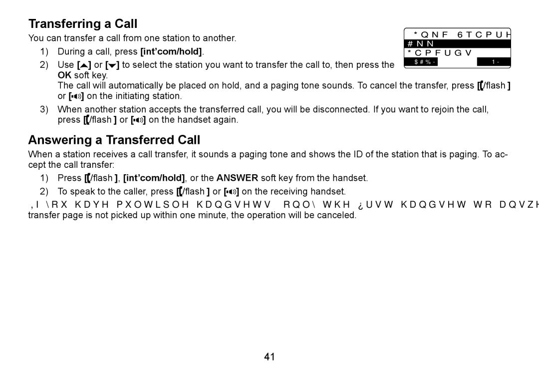 C. Crane TRU9460 manual Transferring a Call, Answering a Transferred Call 