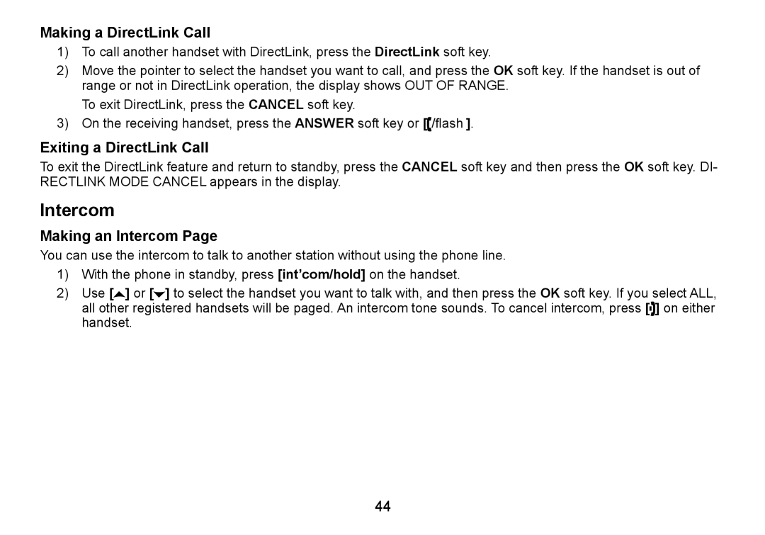 C. Crane TRU9460 manual Making a DirectLink Call, Exiting a DirectLink Call, Making an Intercom 