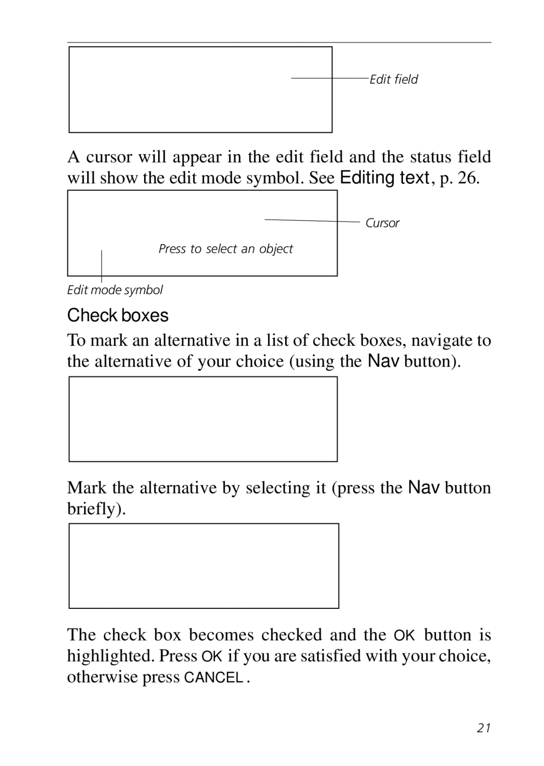 C Technologies C-Pen manual Press to select an object Edit mode symbol 