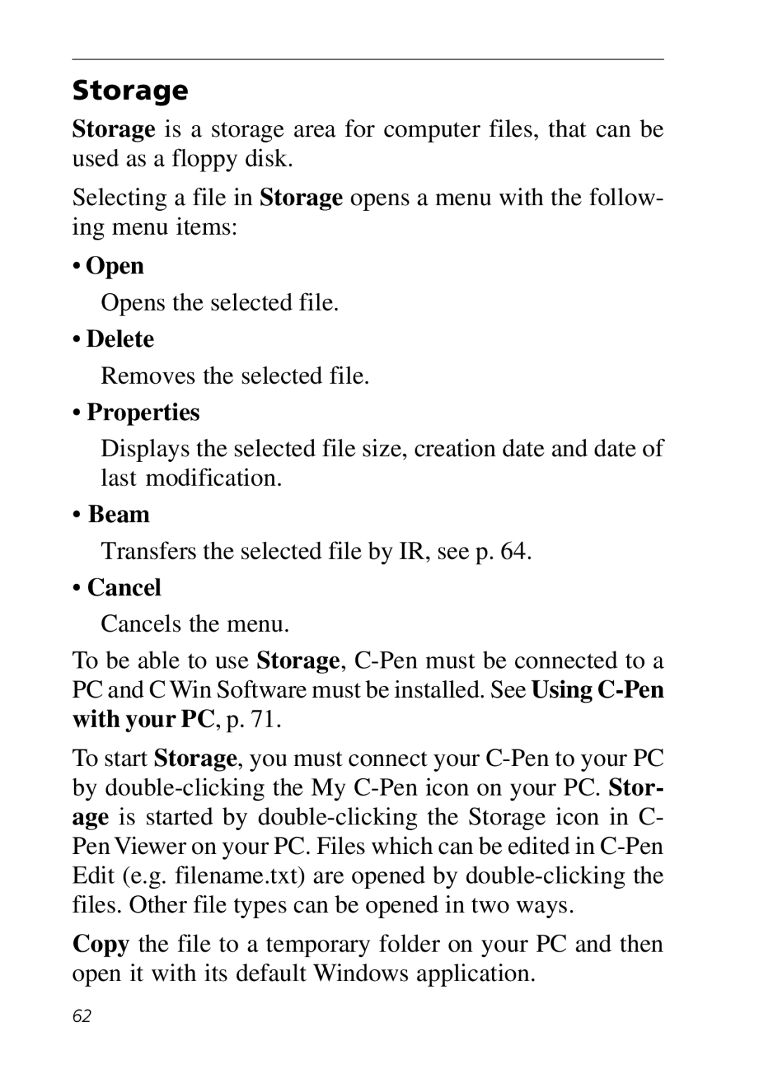 C Technologies C-Pen manual Storage, Open 