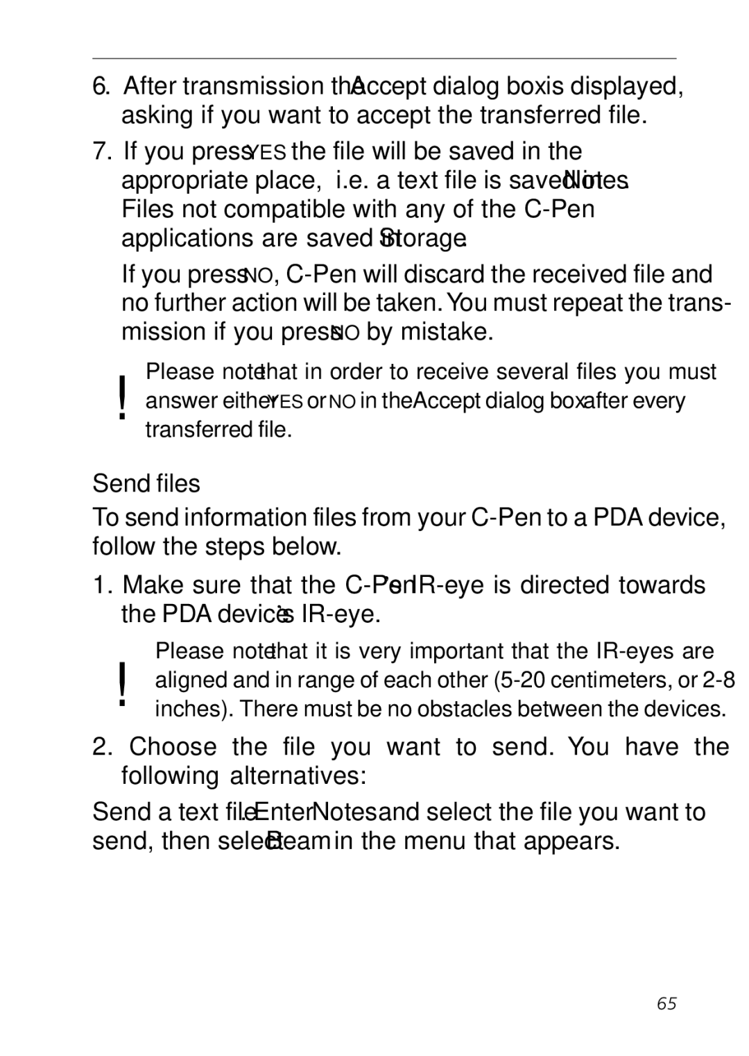 C Technologies C-Pen manual Send files 