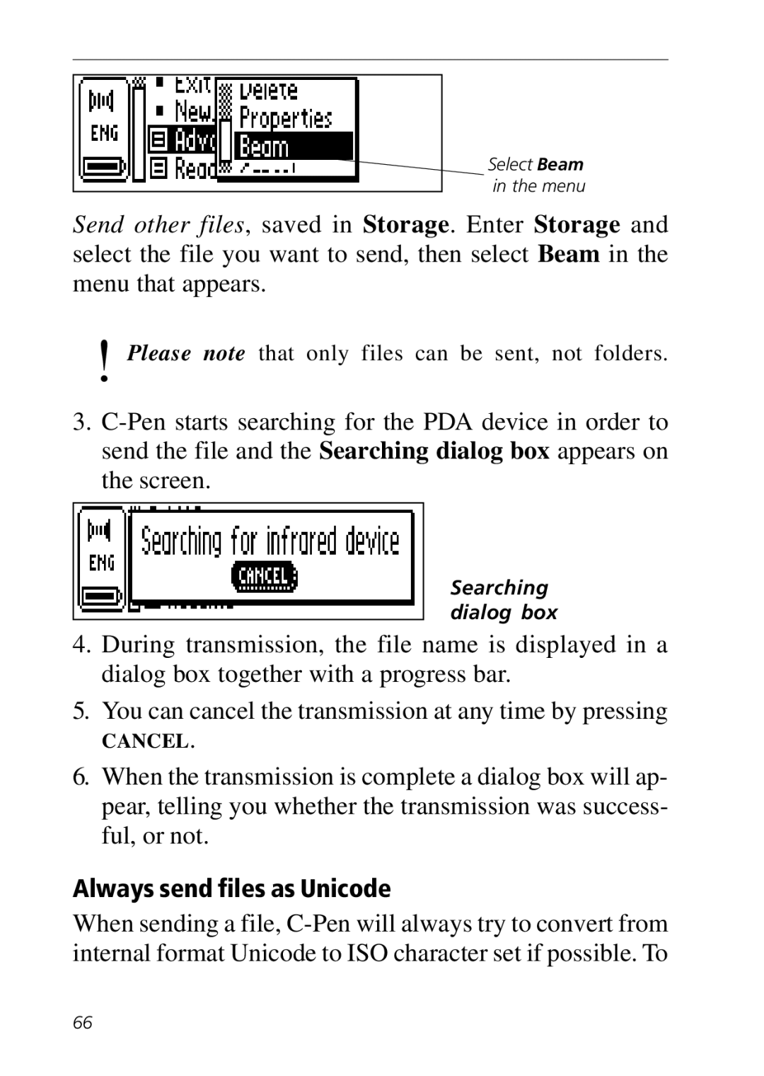 C Technologies C-Pen manual Always send files as Unicode 