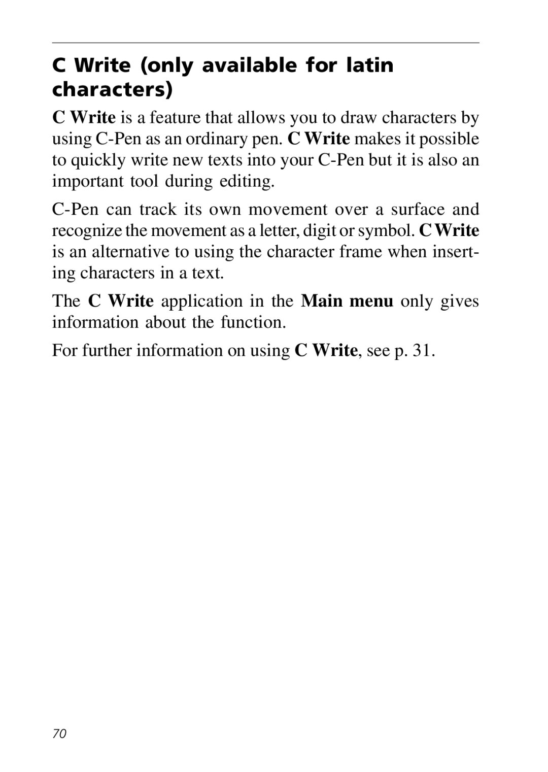 C Technologies C-Pen manual Write only available for latin characters 