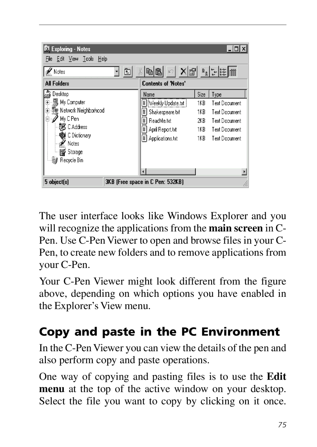 C Technologies C-Pen manual Copy and paste in the PC Environment 