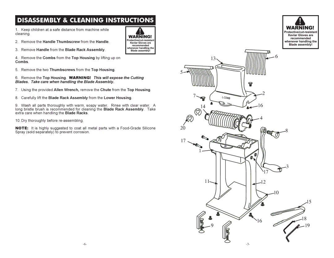 Cabela's 07-3601-A manual Disassembly & Cleaning Instructions, Remove Handle from the Blade Rack Assembly 