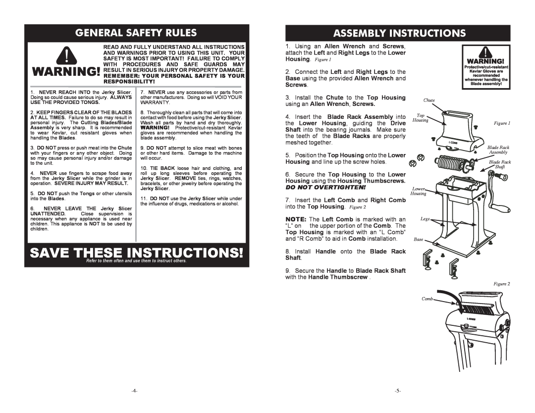 Cabela's 07-3601-A General Safety Rules, Assembly Instructions, Save These Instructions, Using an Allen Wrench and Screws 