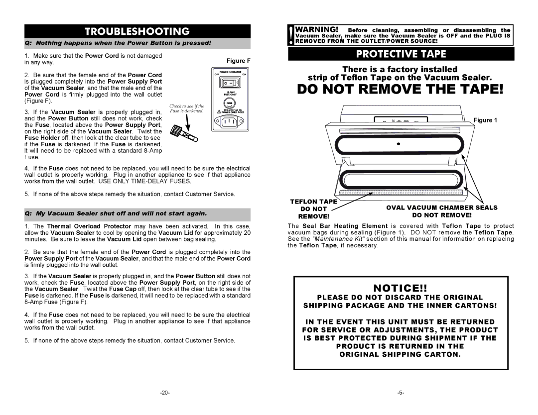 Cabela's 08-0601-C manual Troubleshooting, Protective Tape, Nothing happens when the Power Button is pressed 