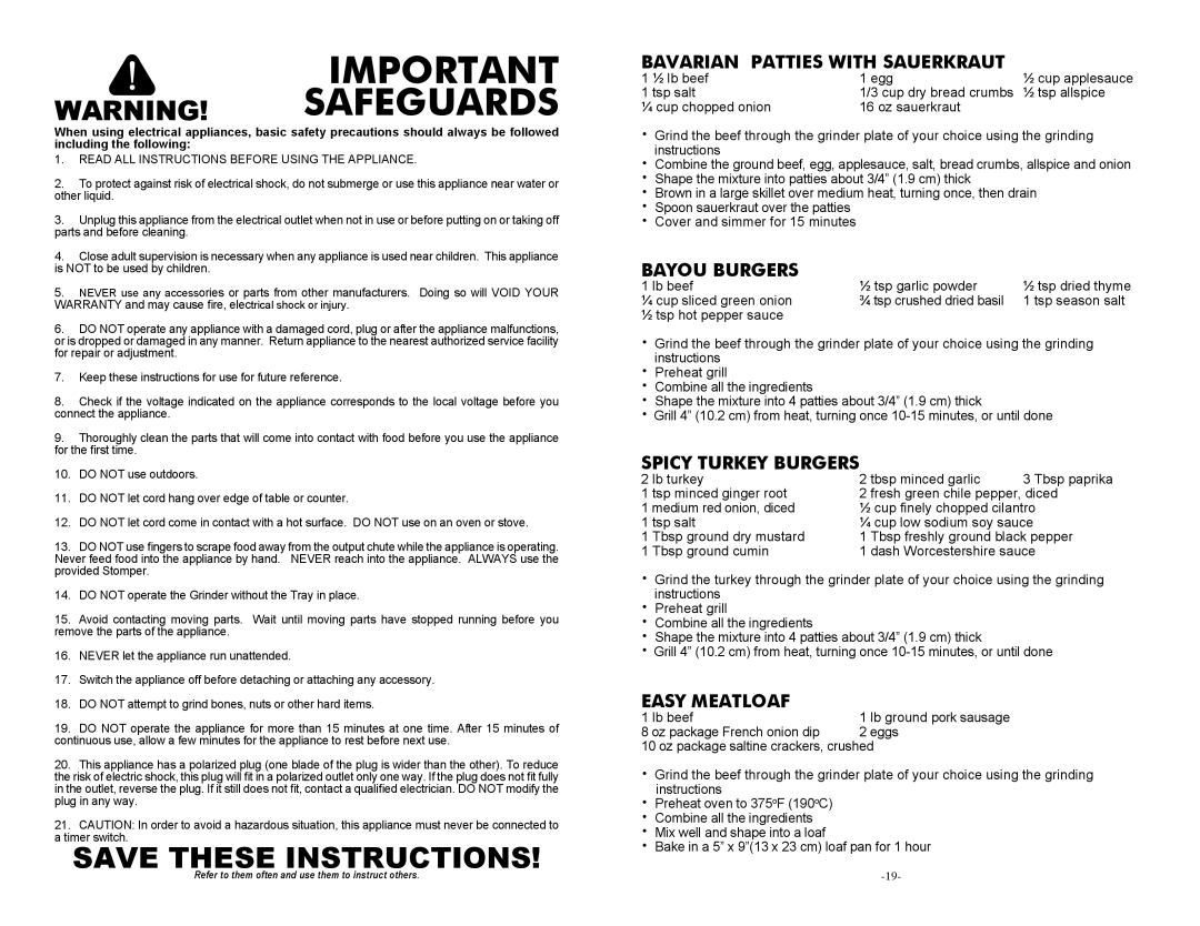 Cabela's 33-0101-C manual Important WARNING! Safeguards 