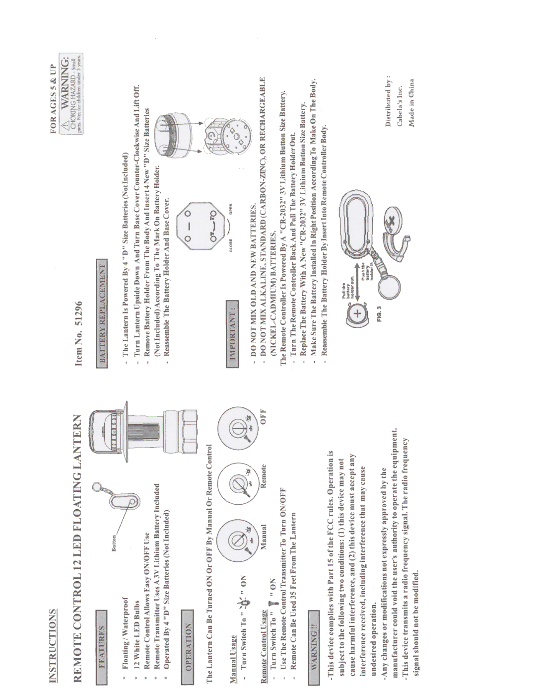 Cabela's 51296 manual 