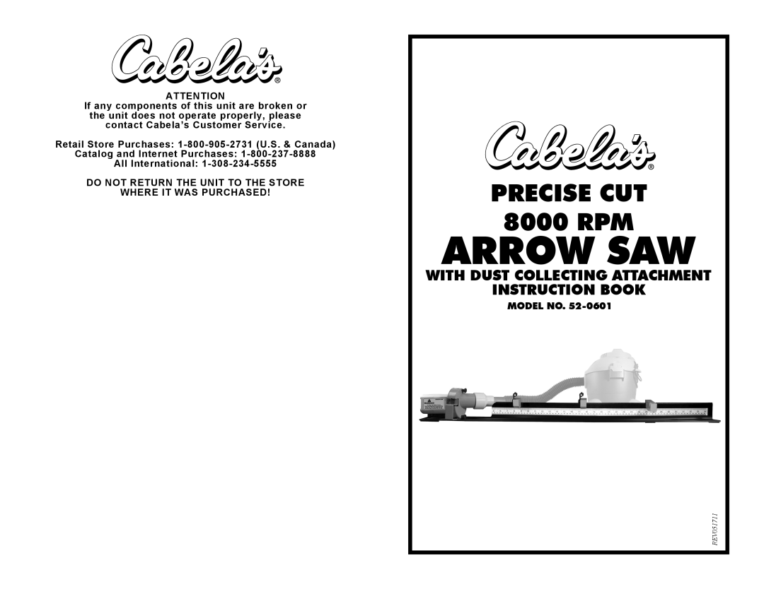 Cabela's 52-0601 manual Arrow SAW 