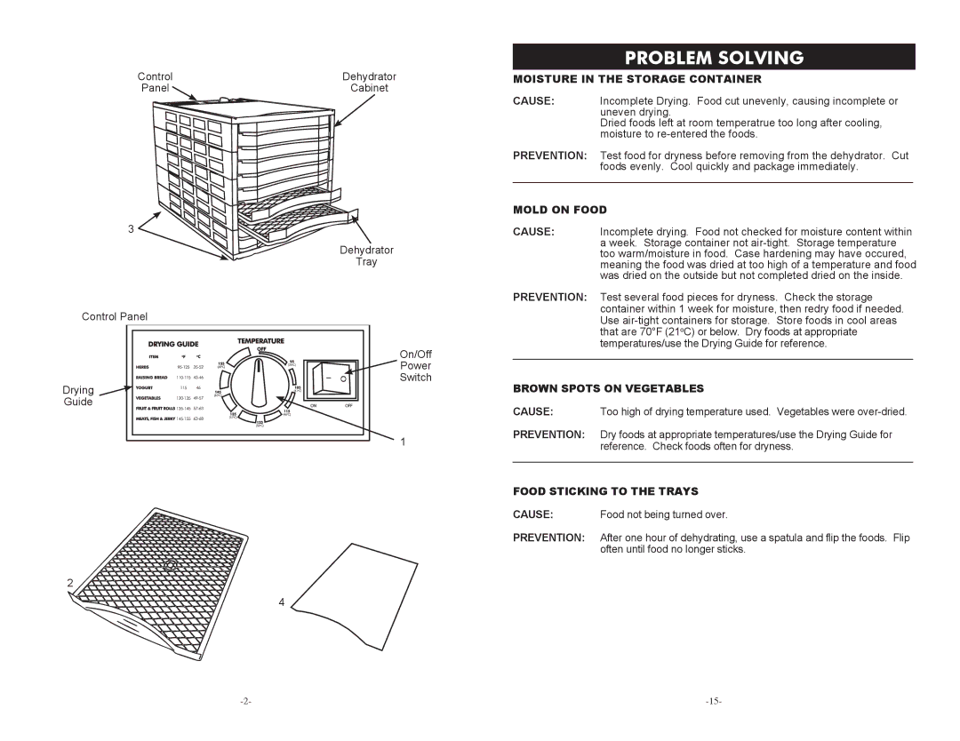 Cabela's 75-0201 manual Problem Solving, Moisture in the Storage Container 