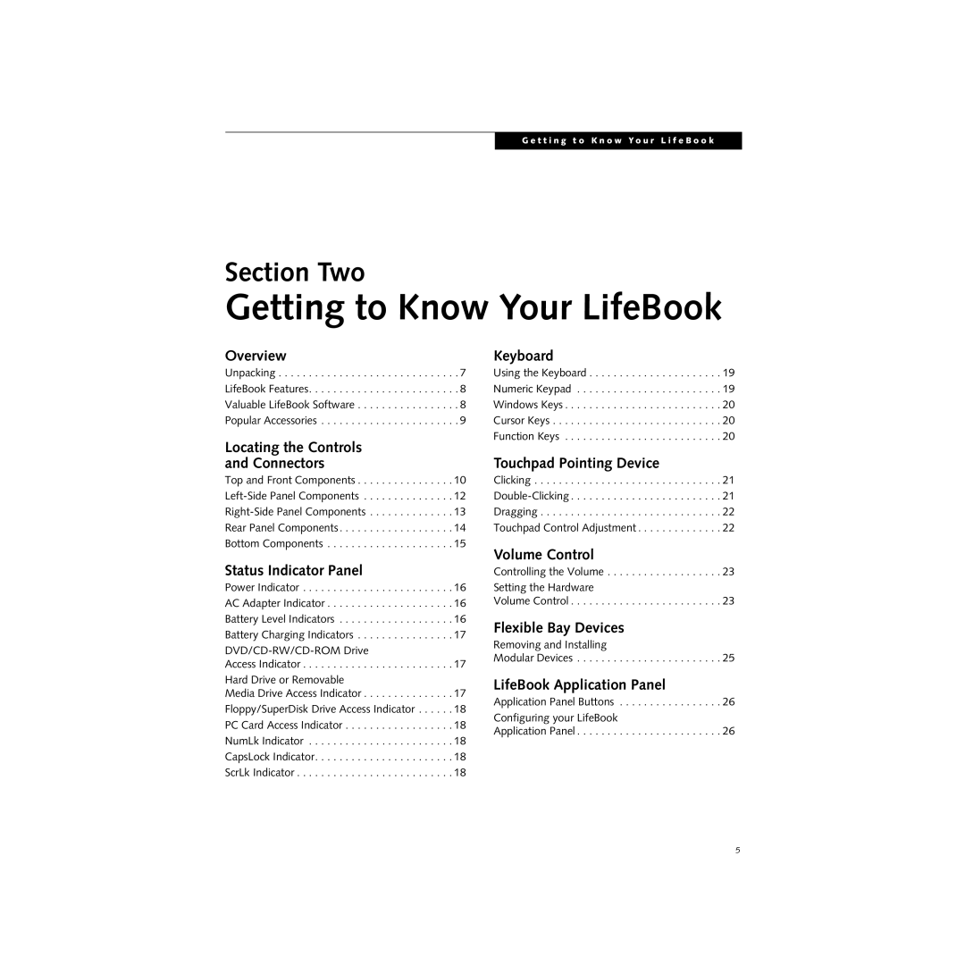 Cabin S Series.book manual Getting to Know Your LifeBook 