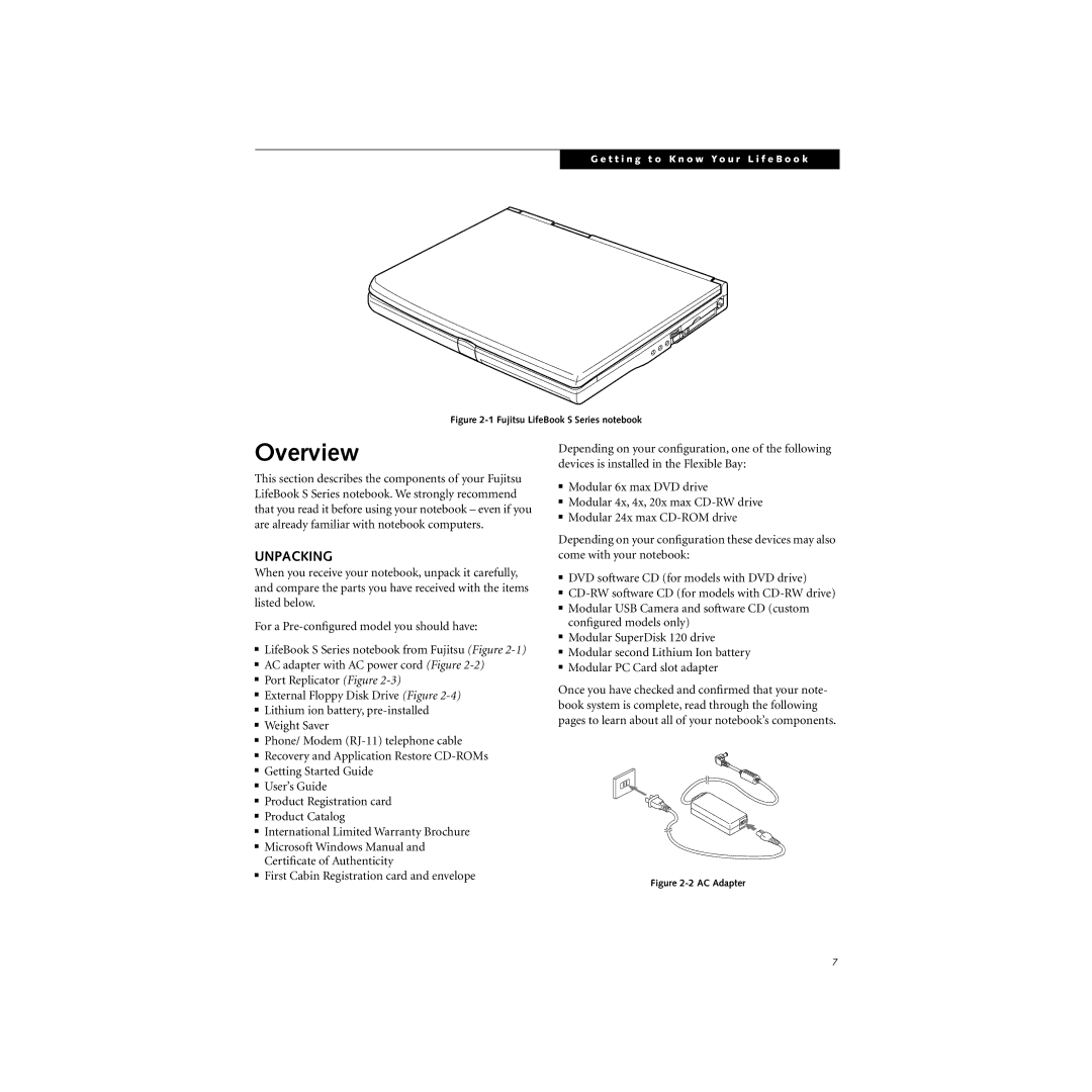 Cabin S Series.book manual Overview, Unpacking 