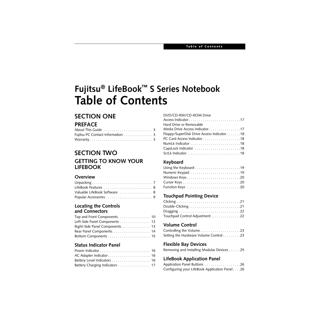 Cabin S Series.book manual Table of Contents 