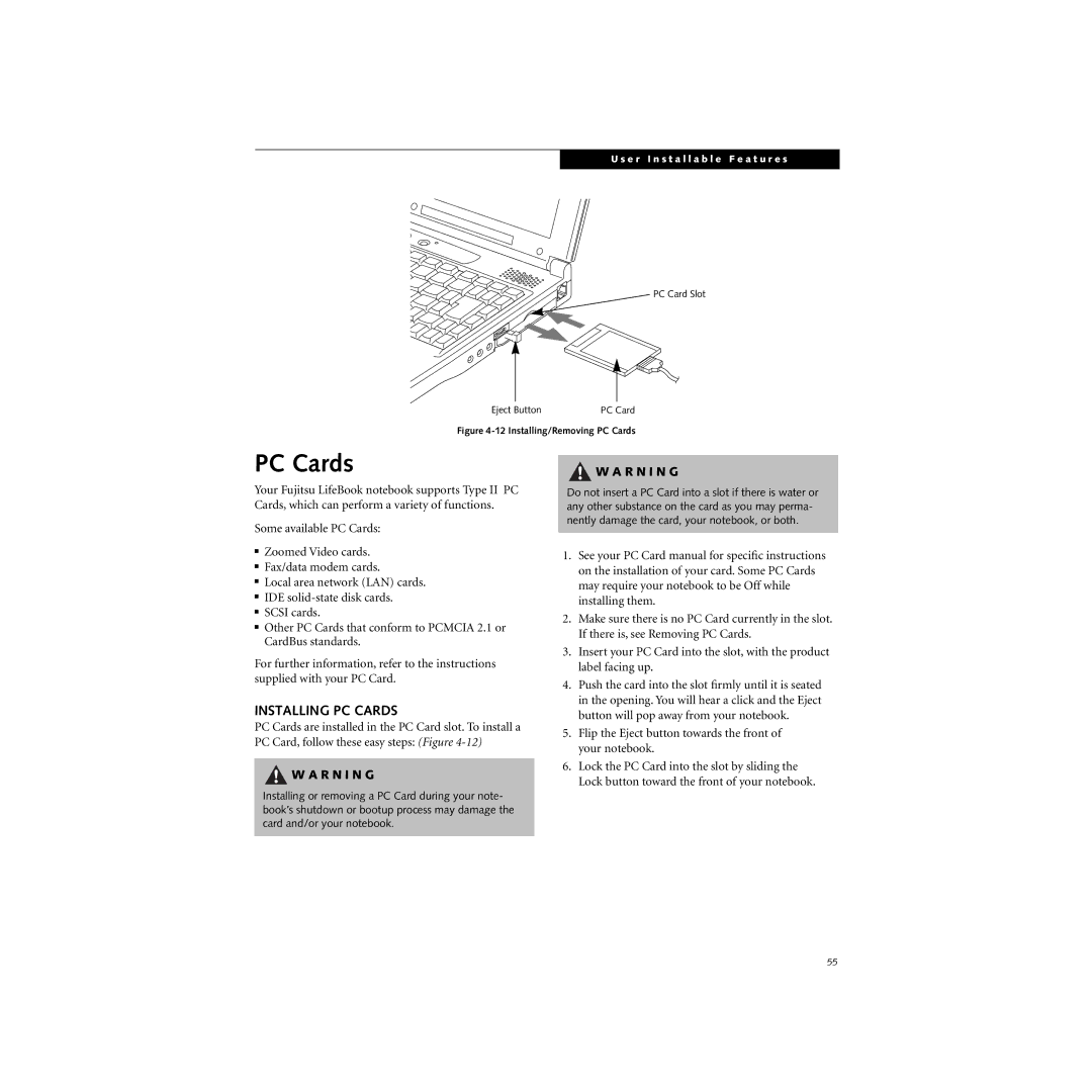 Cabin S Series.book manual Installing PC Cards 