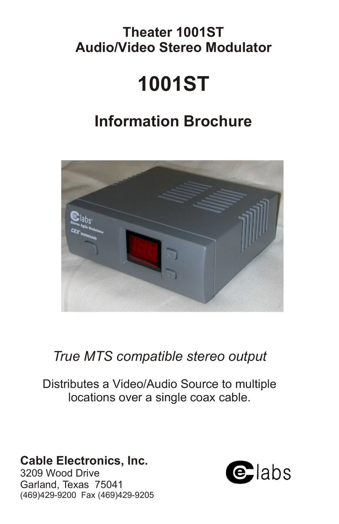 Cable Electronics 1001ST brochure 