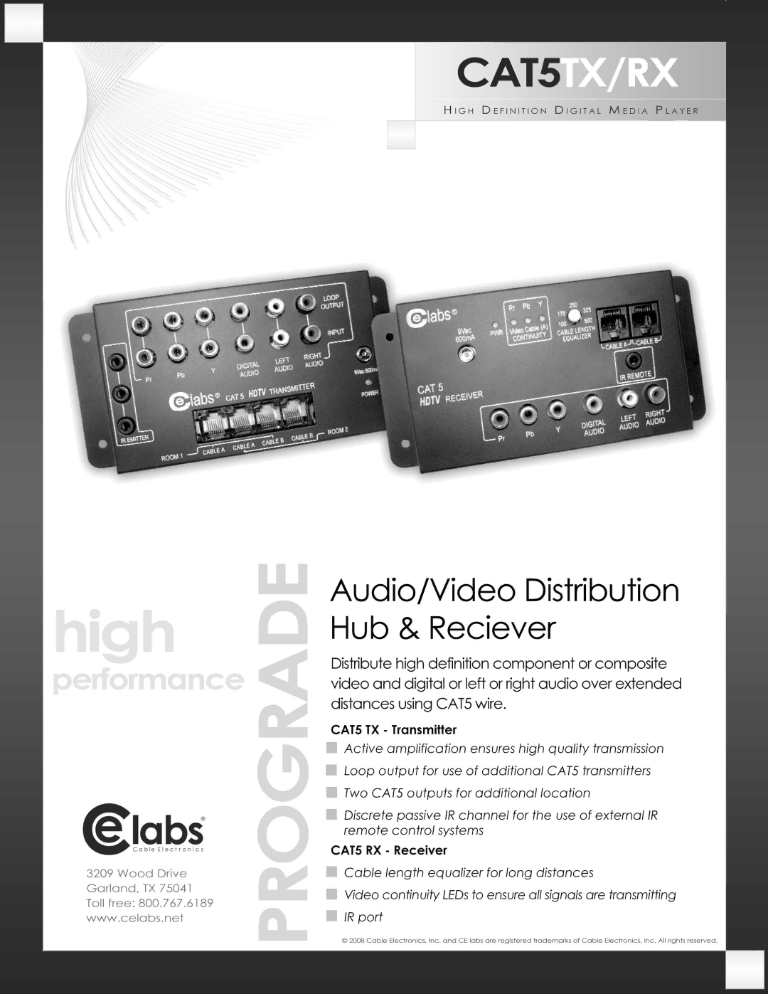 Cable Electronics CAT5TX/RX manual 