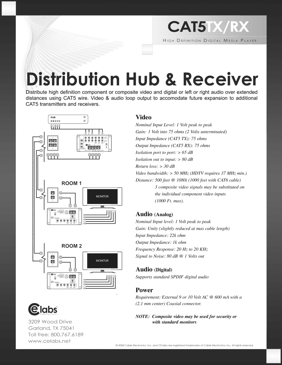 Cable Electronics CAT5TX/RX manual 