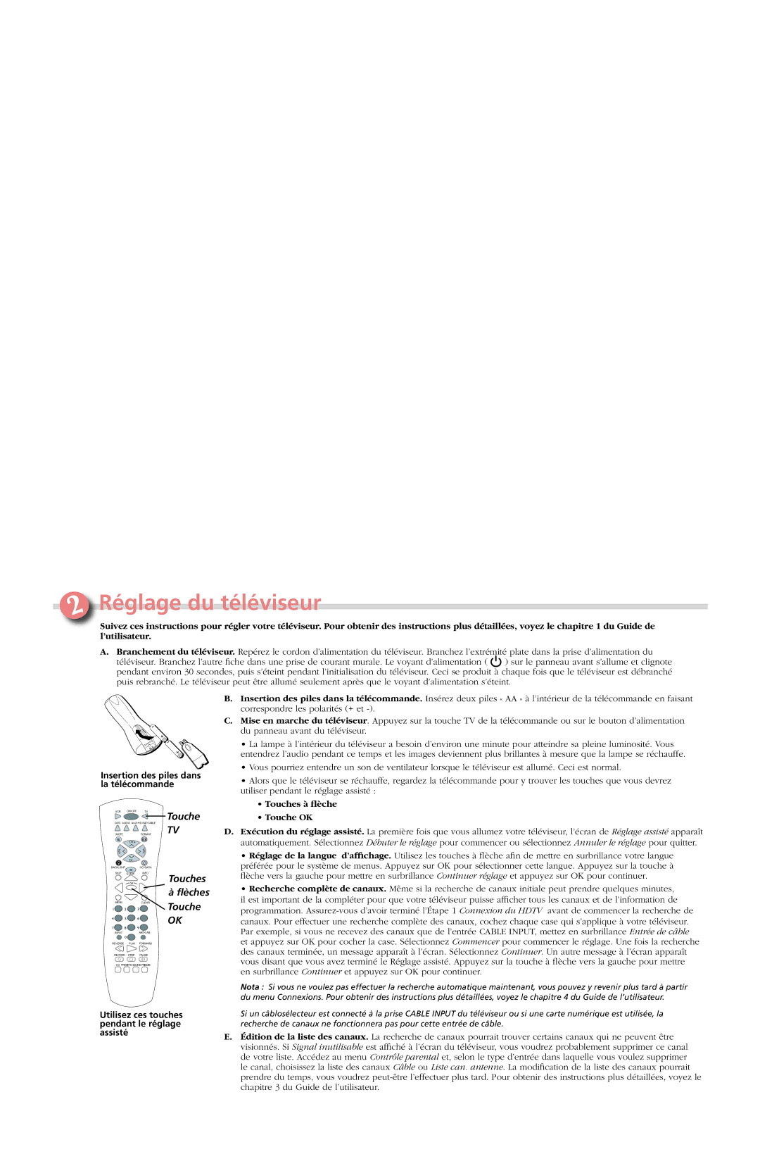 Cable Electronics DVDR7300H manual Réglage du téléviseur 