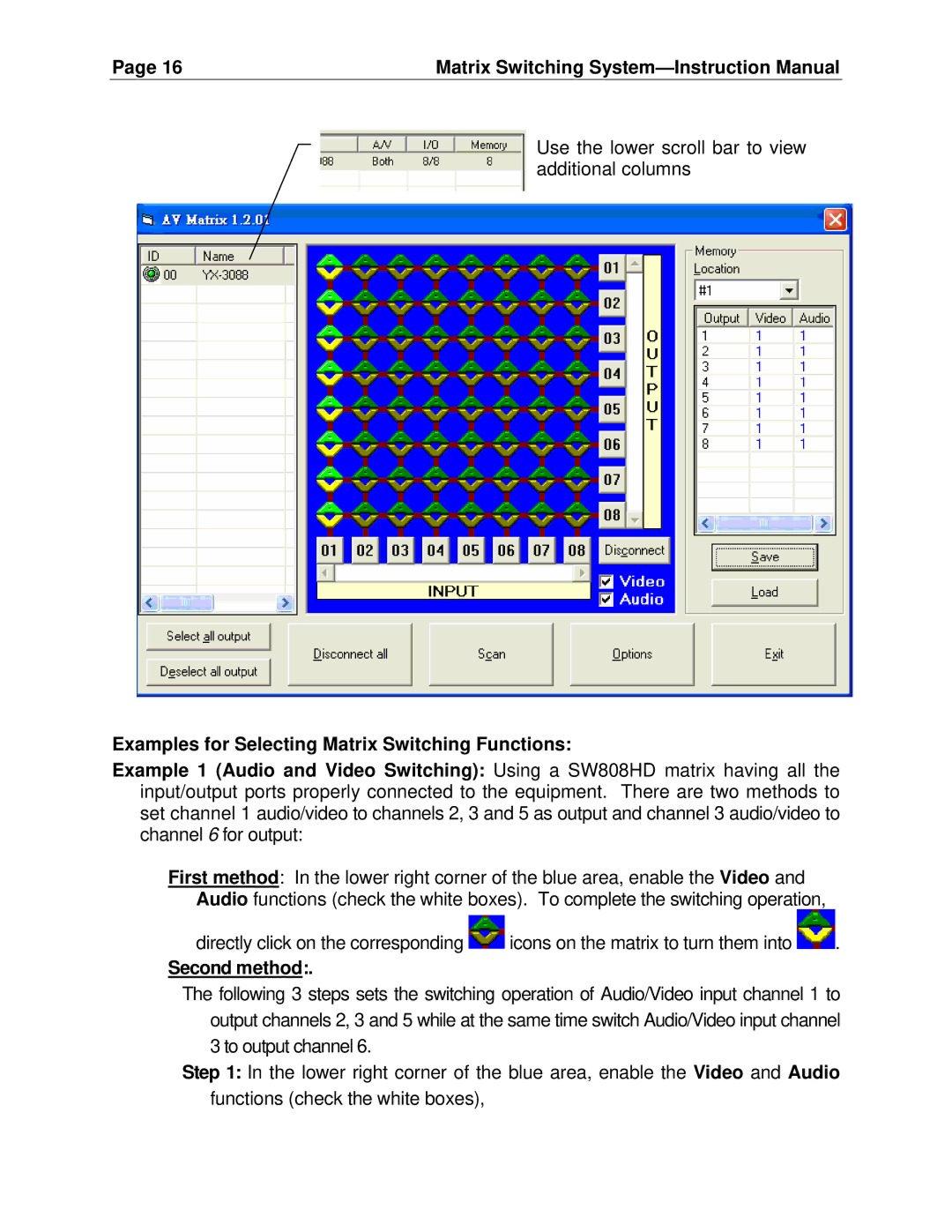 Cable Electronics SW808HD, SW404HD manual Examples for Selecting Matrix Switching Functions, Second method 