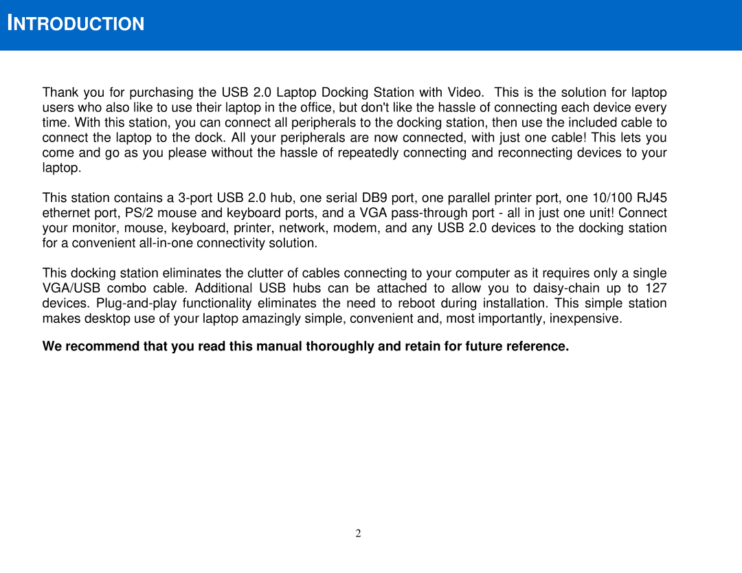 Cables to Go 28652 manual Introduction 