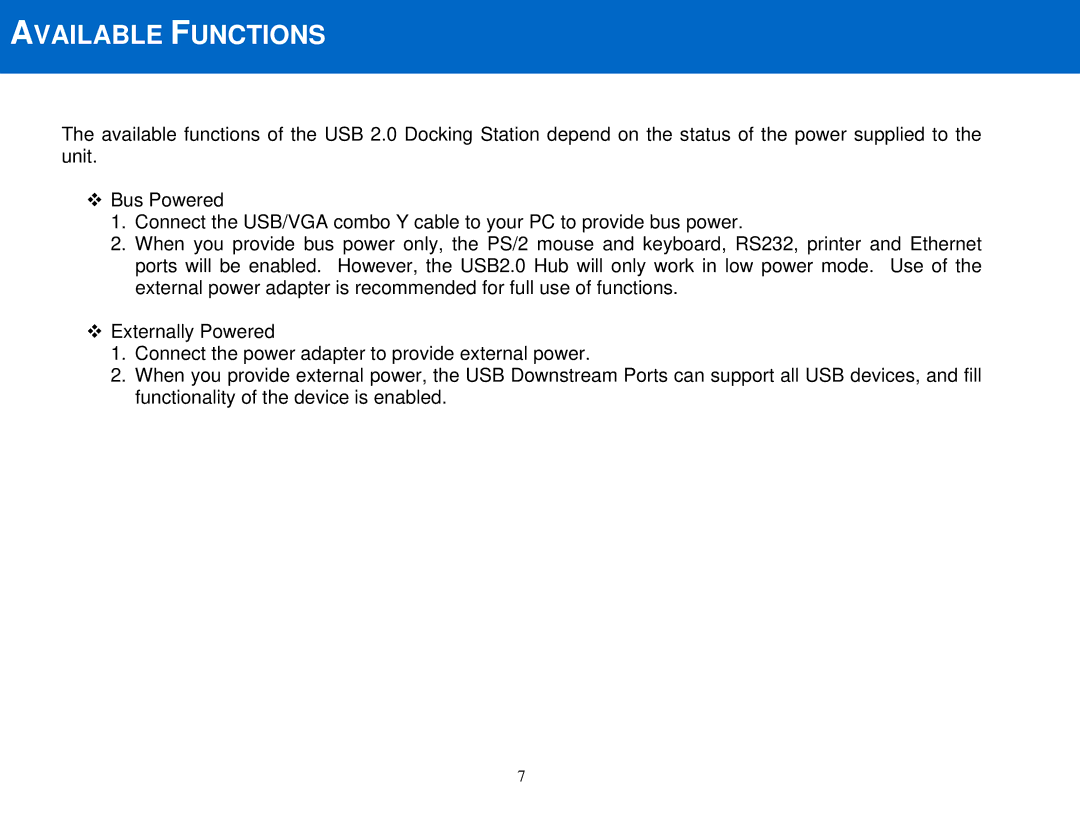 Cables to Go 28652 manual Available Functions 