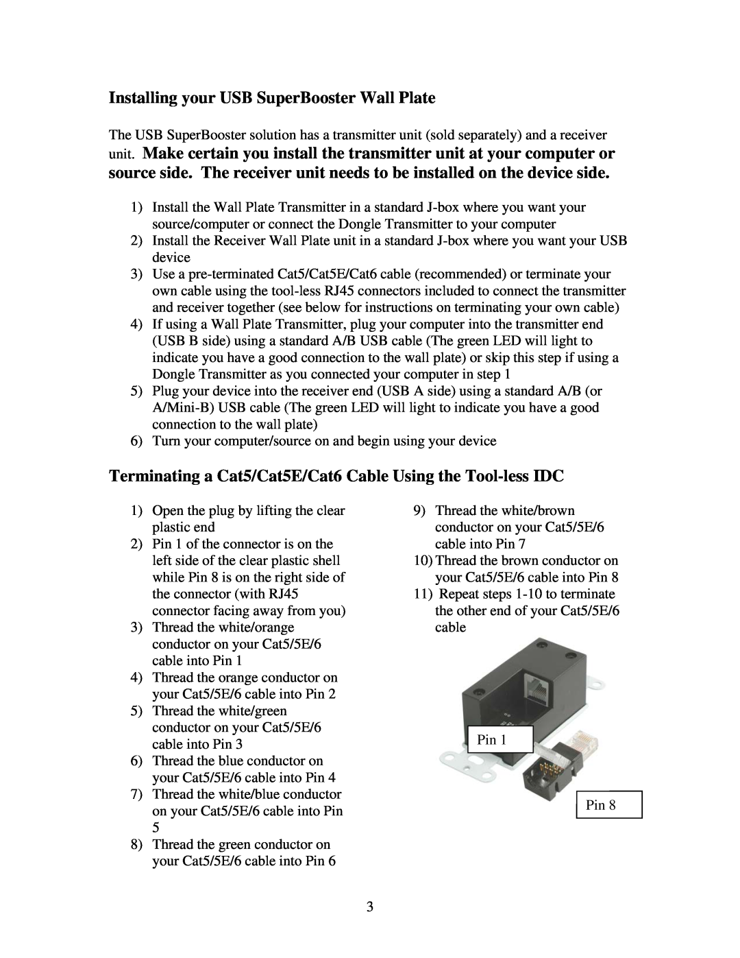 Cables to Go 29345 user manual Installing your USB SuperBooster Wall Plate 