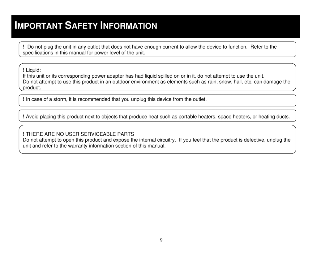 Cables to Go 29352 manual Important Safety Information, There are no User Serviceable Parts 