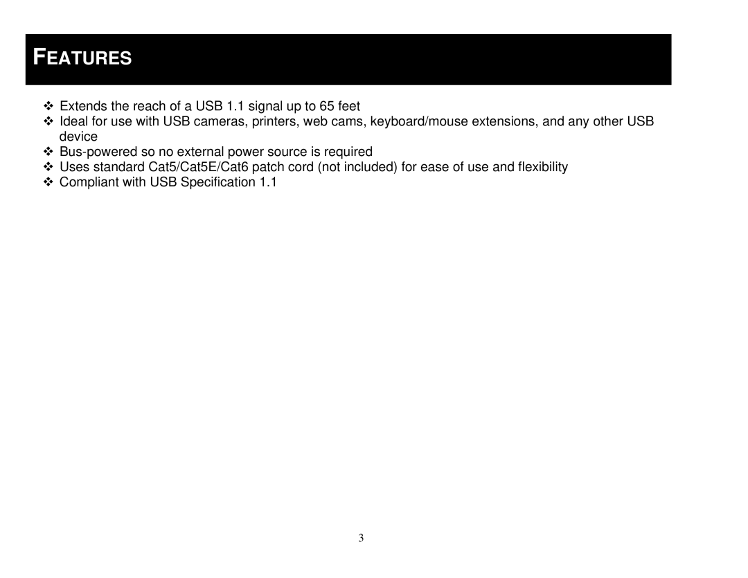 Cables to Go 29352 manual Features 