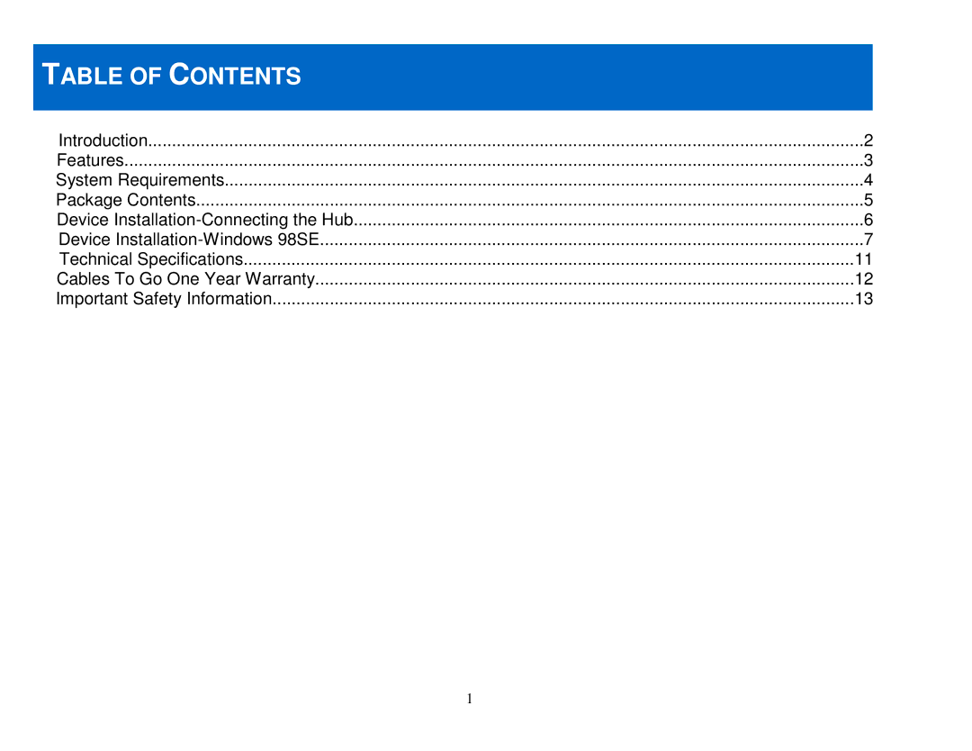 Cables to Go 29508, 29509 manual Table of Contents 