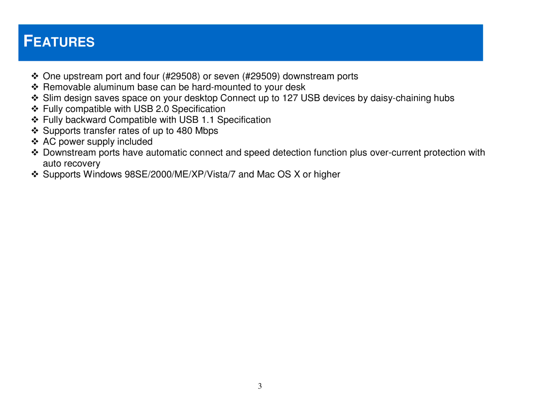 Cables to Go 29508, 29509 manual Features 