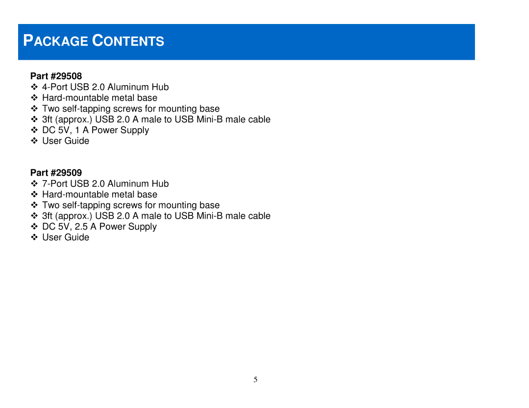 Cables to Go 29508, 29509 manual Package Contents 