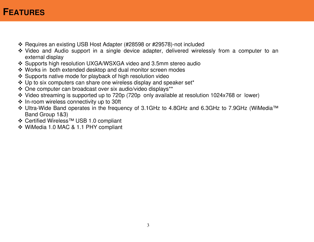 Cables to Go 29599 manual Features 