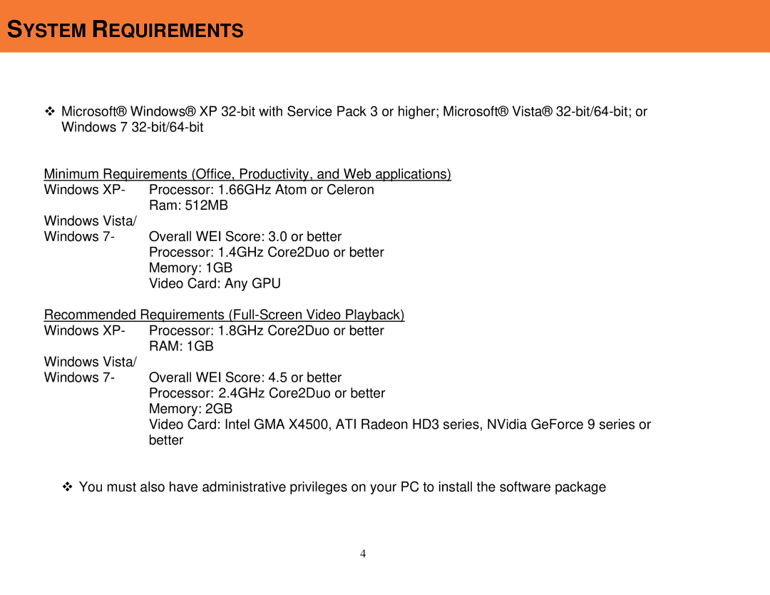 Cables to Go 29599 manual System Requirements, RAM 1GB 