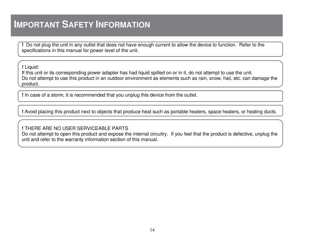 Cables to Go 39986 manual Important Safety Information, There are no User Serviceable Parts 