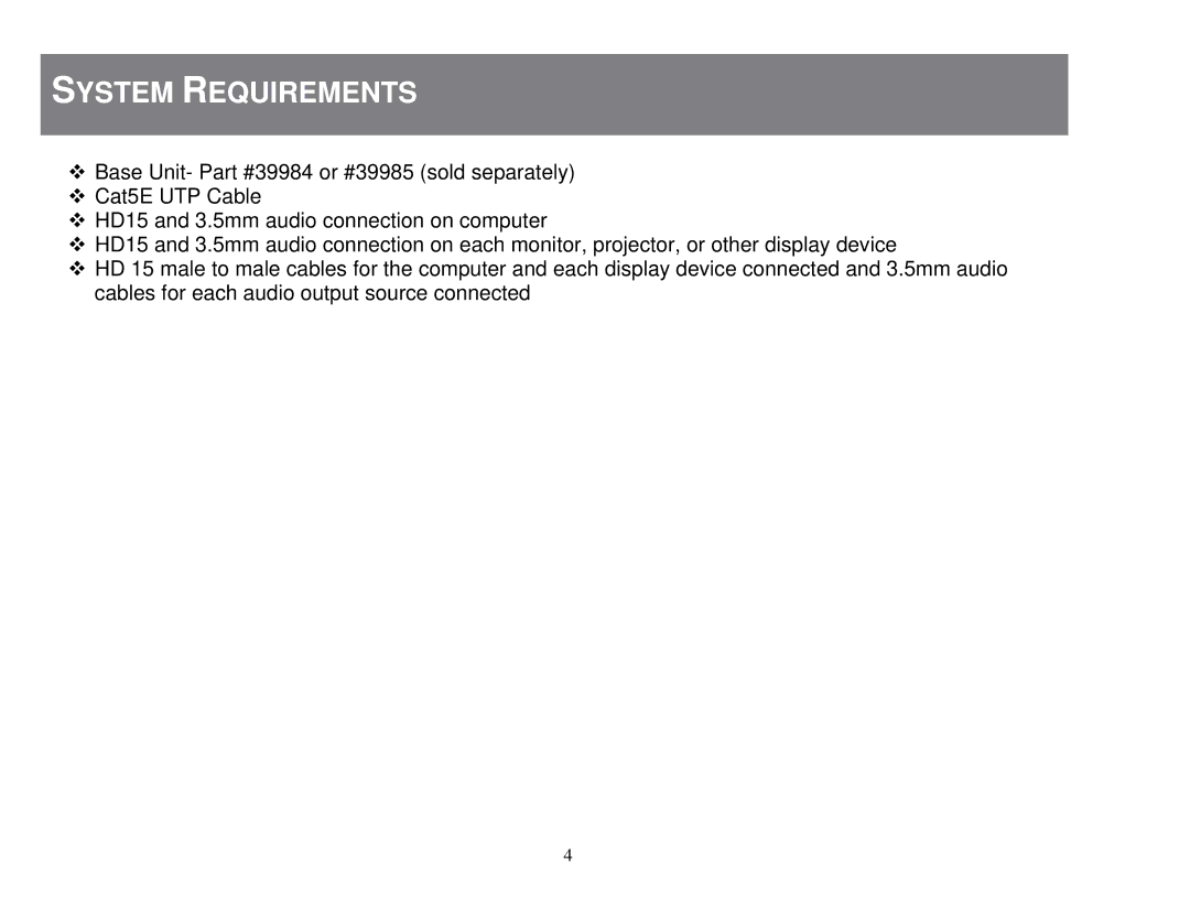 Cables to Go 39986 manual System Requirements 