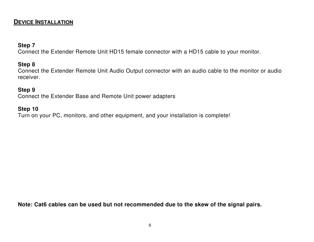 Cables to Go 39986 manual Connect the Extender Base and Remote Unit power adapters 