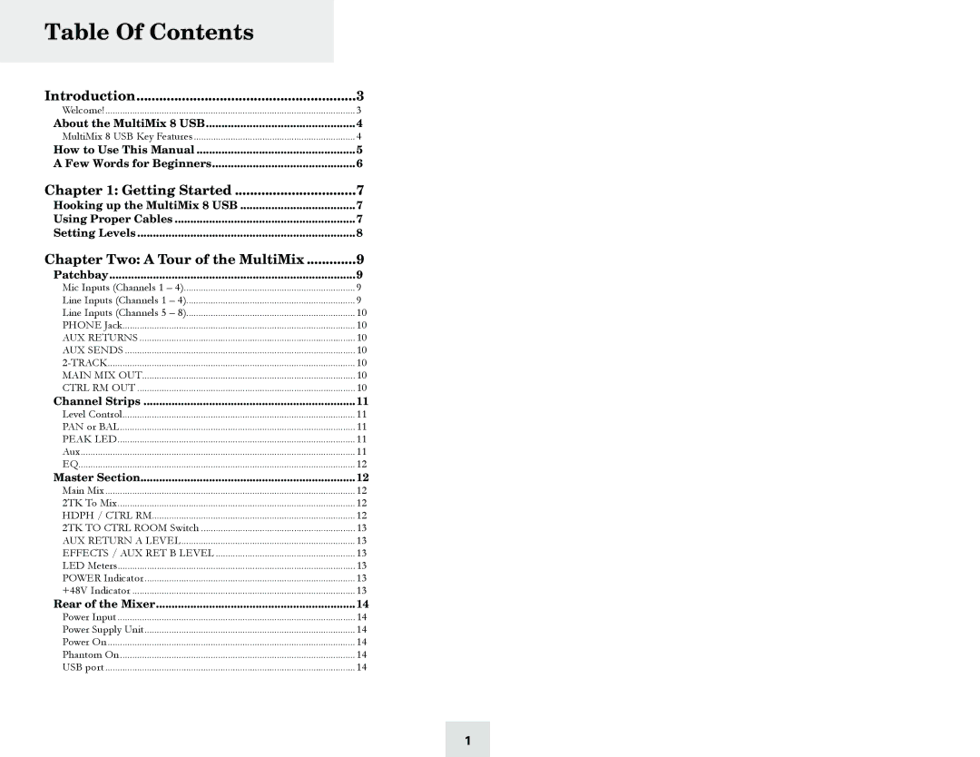 Cables to Go 8 manual Table Of Contents 