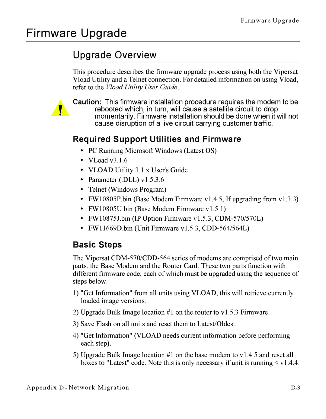 Cables to Go CDM-570L manual Firmware Upgrade, Upgrade Overview, Required Support Utilities and Firmware, Basic Steps 