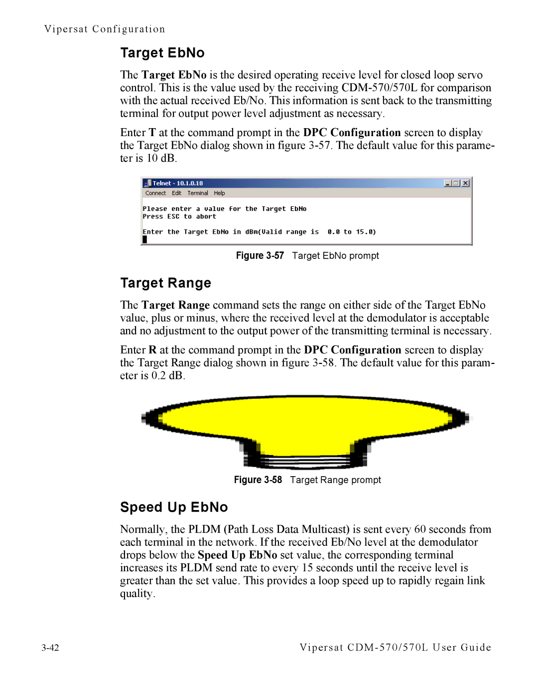 Cables to Go CDM-570L manual Target EbNo, Target Range, Speed Up EbNo 