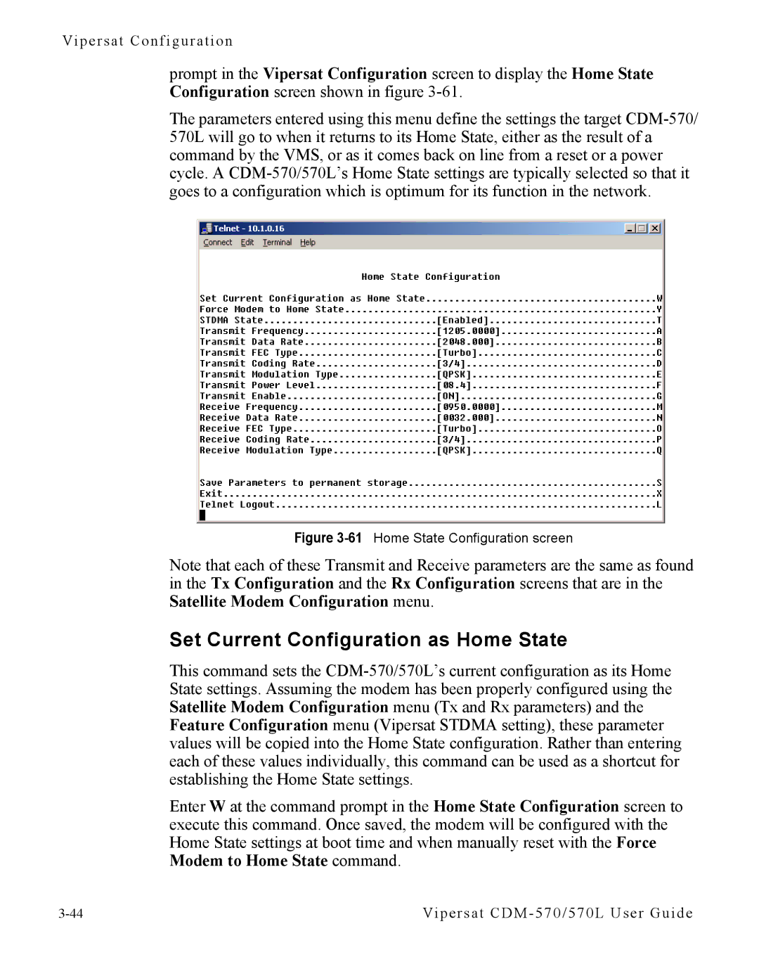 Cables to Go CDM-570L manual Set Current Configuration as Home State, 61Home State Configuration screen 