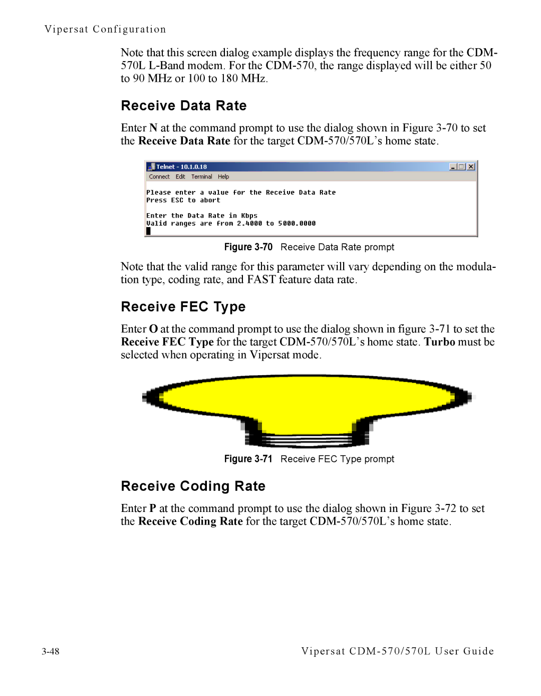 Cables to Go CDM-570L manual Receive Data Rate, Receive FEC Type, Receive Coding Rate 