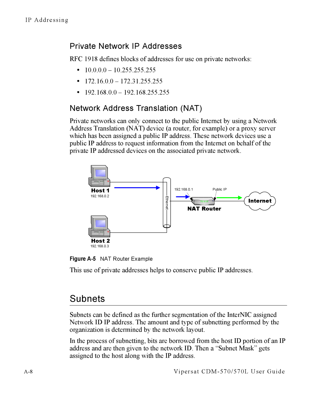 Cables to Go CDM-570L manual Subnets, Private Network IP Addresses 