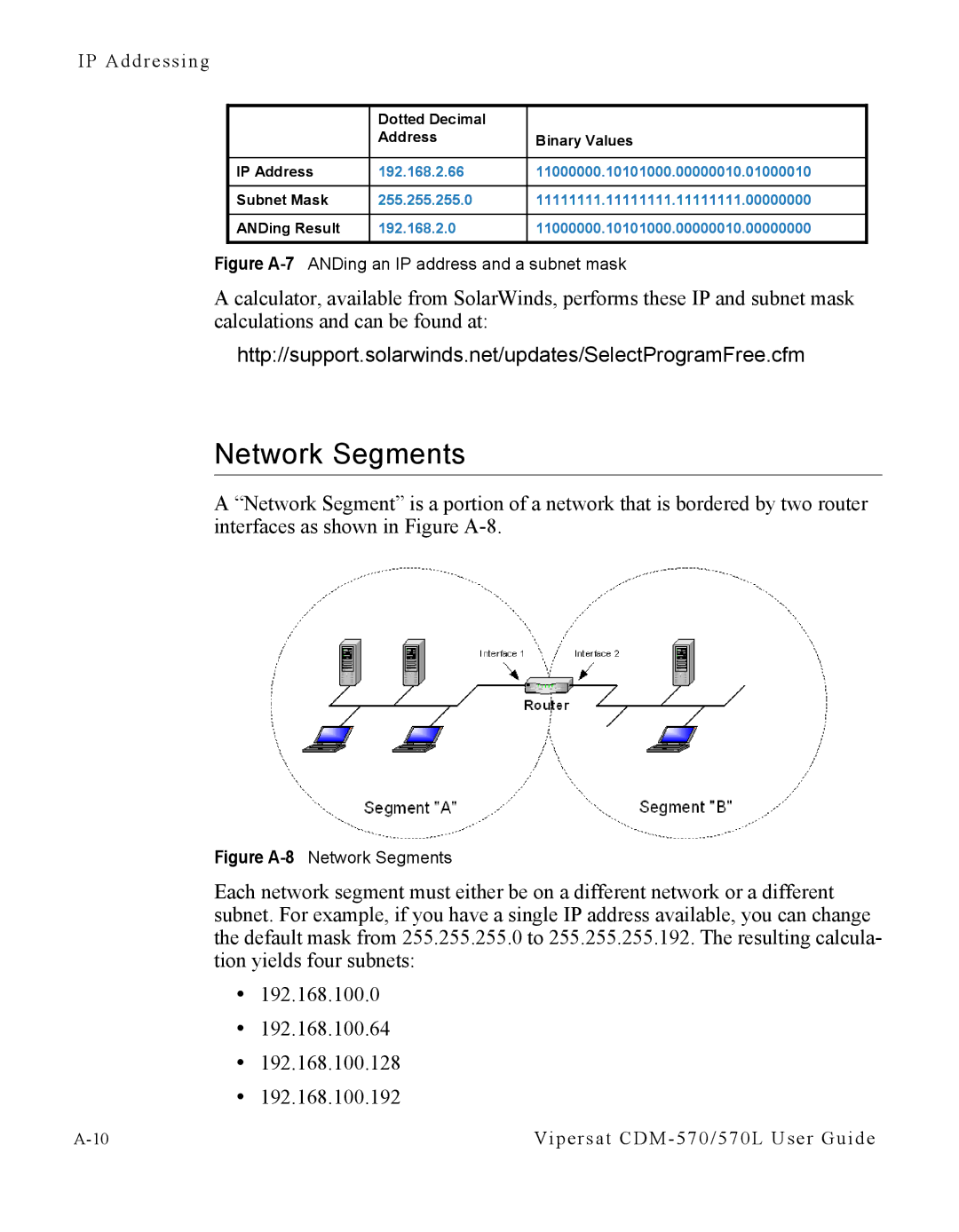 Cables to Go CDM-570L manual Network Segments, Figure A-7ANDing an IP address and a subnet mask 