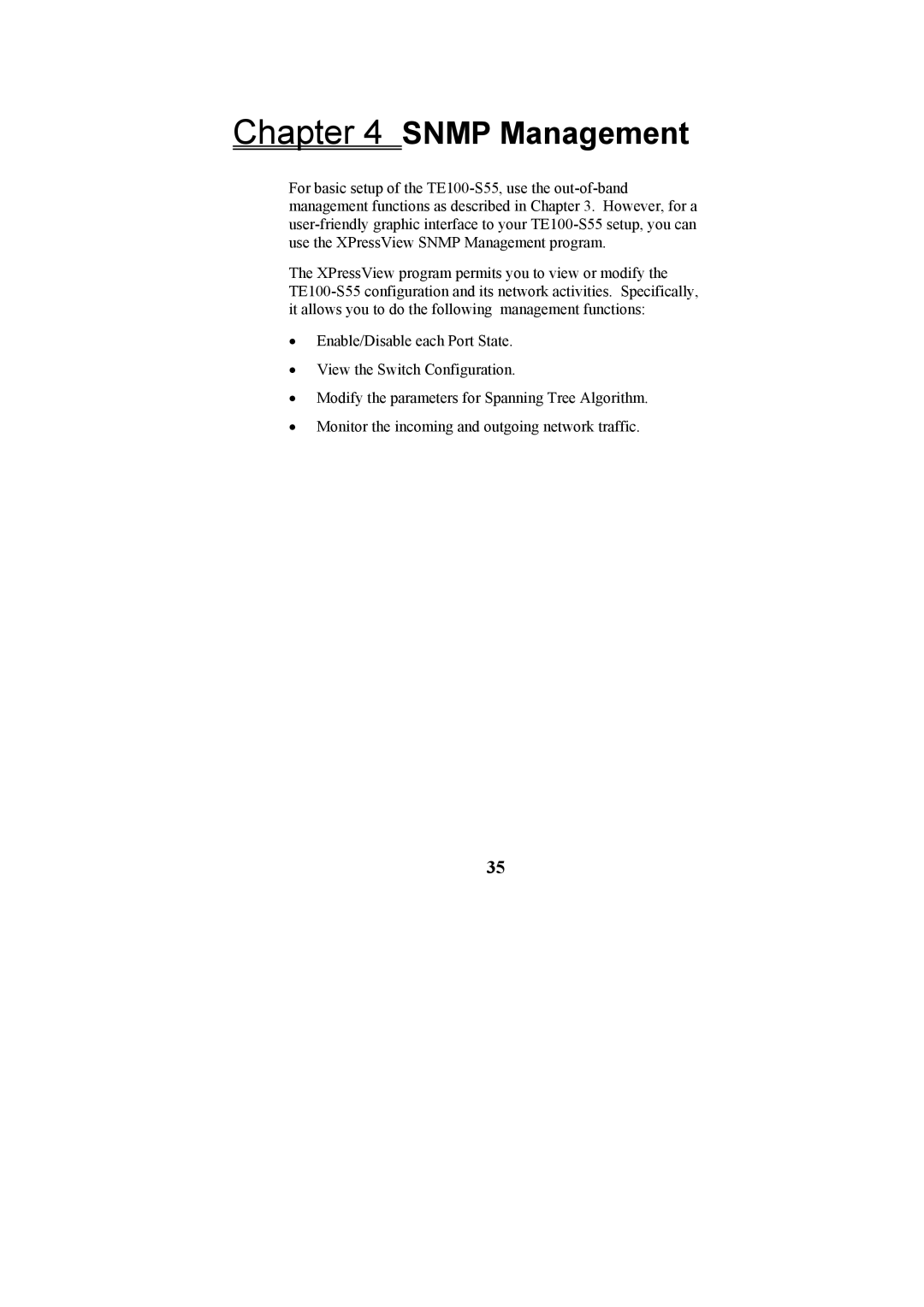 Cables to Go TE100-S55 manual Snmp Management 