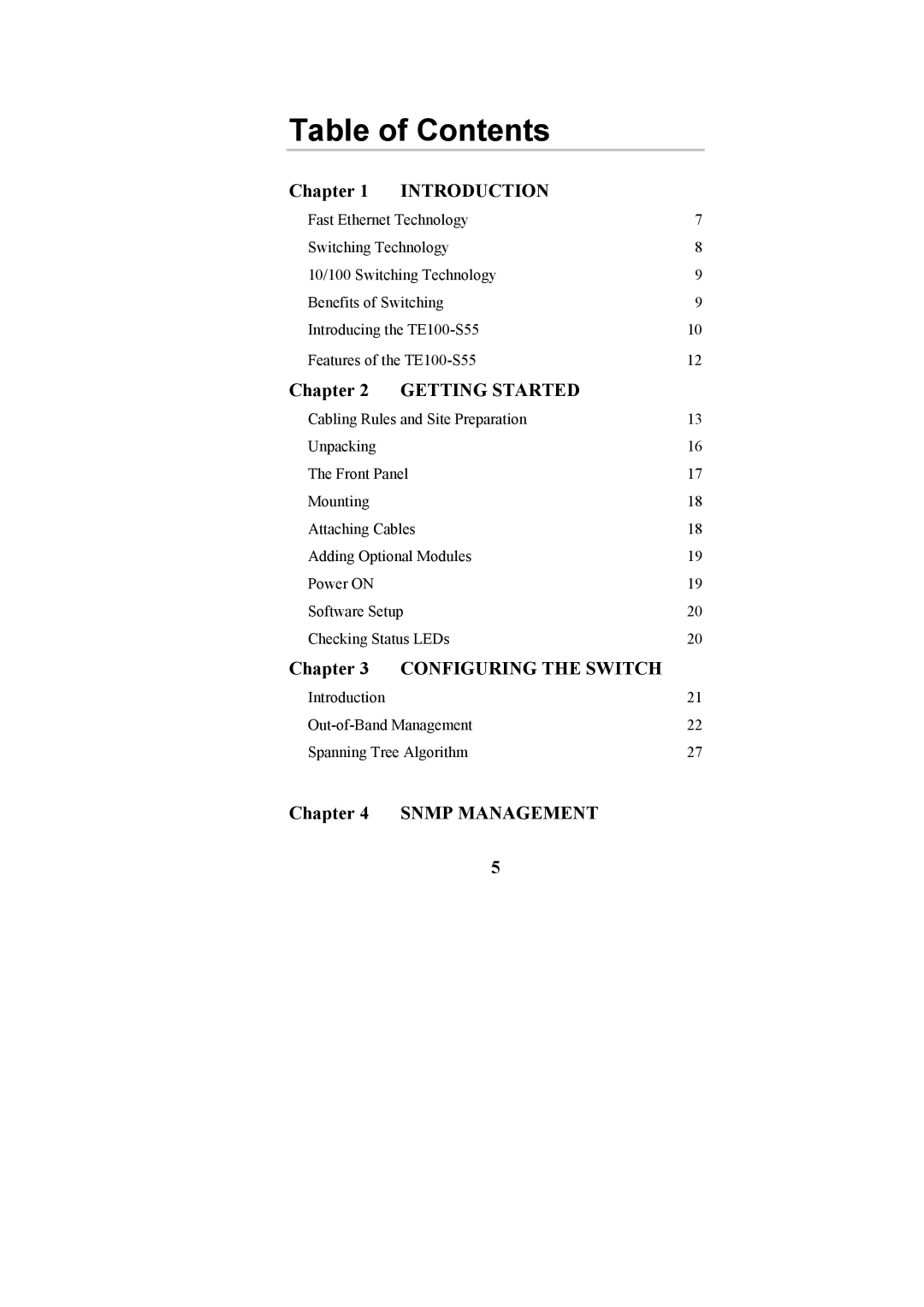 Cables to Go TE100-S55 manual Table of Contents 